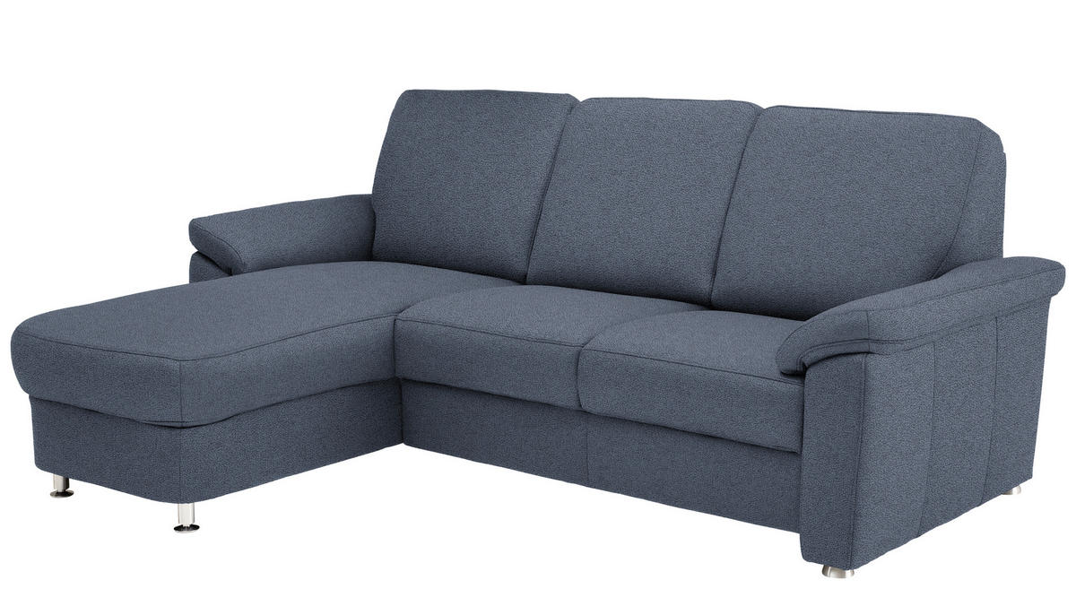 ECKSOFA in Flachgewebe Blau  - Chromfarben/Blau, Konventionell, Textil/Metall (163/250cm) - Beldomo System
