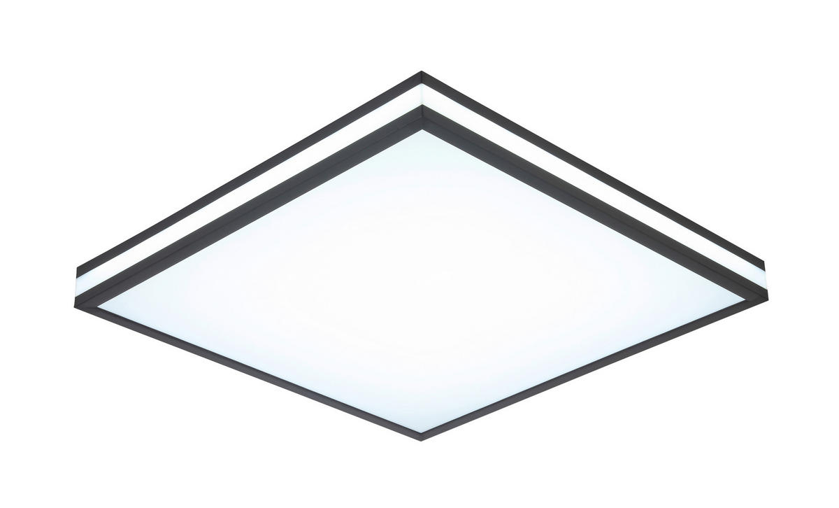 STROPNÉ LED SVIETIDLO, 45/45/7,5 cm - čierna/biela, Lifestyle, kov/plast (45/45/7,5cm) - Novel