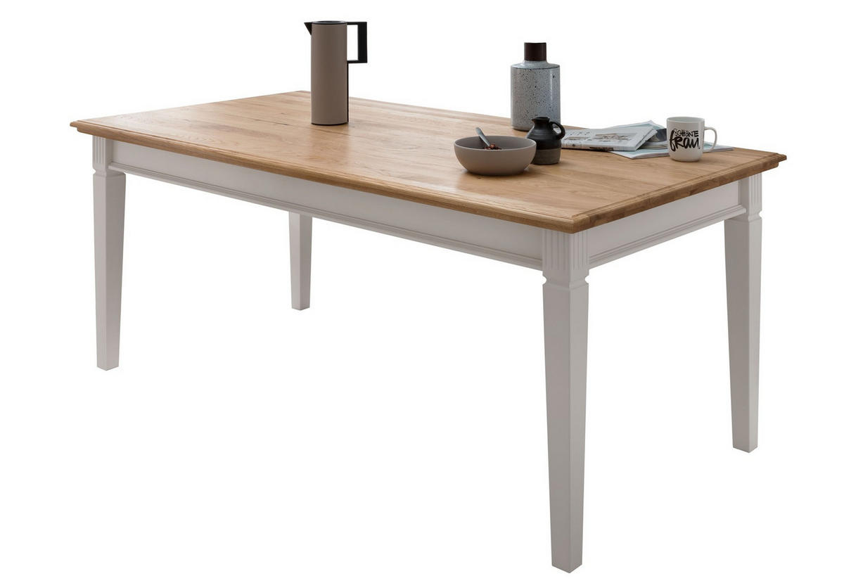 ESSTISCH Kiefer massiv rechteckig Weiß  - Weiß, Design, Holz (180/75/90cm) - Livetastic