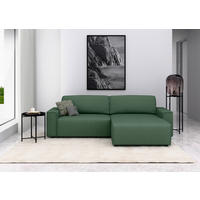ECKSOFA in Struktur Dunkelgrün  - Dunkelgrün/Schwarz, Modern, Kunststoff/Textil (265/164cm) - Trendmanufaktur