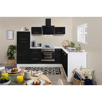ECKKÜCHE 260/200 cm  in Weiß, Schwarz  - Alufarben/Schwarz, KONVENTIONELL, Holzwerkstoff (260/200cm) - Respekta