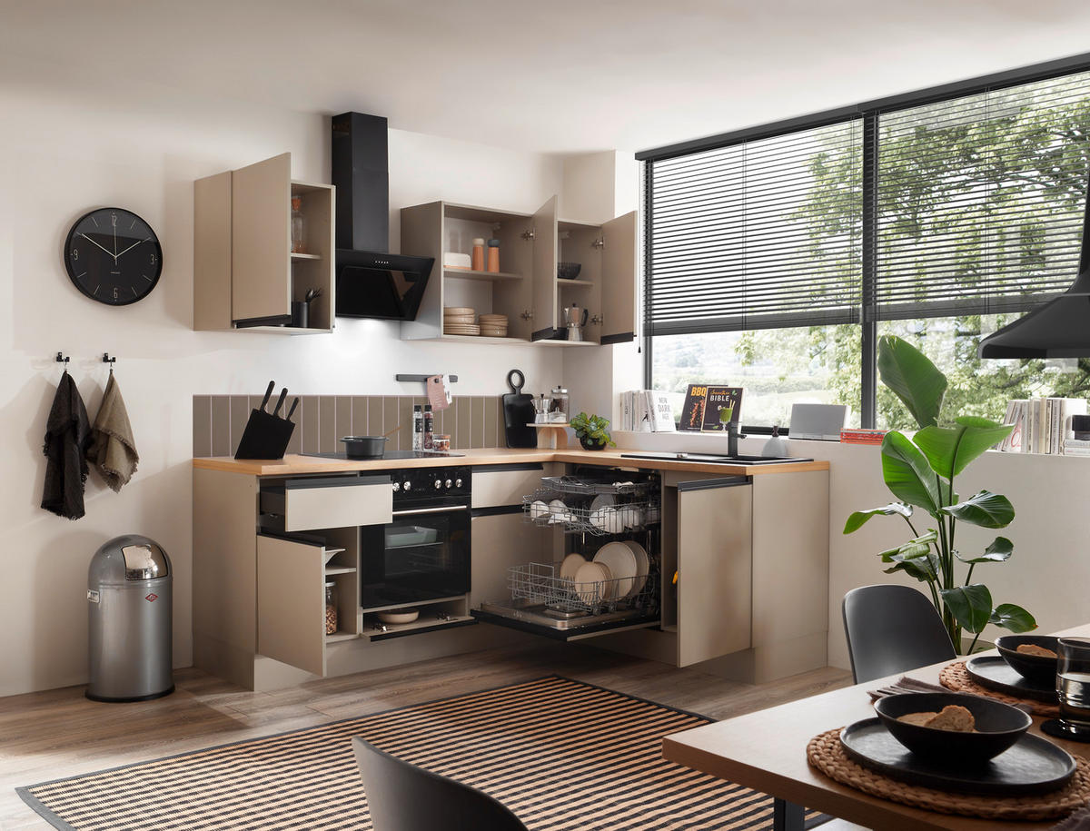 ECKKÜCHE 220/175 cm  in Seidengrau  - Eichefarben/Seidengrau, Trend, Holzwerkstoff/Metall (220/175cm) - P & B