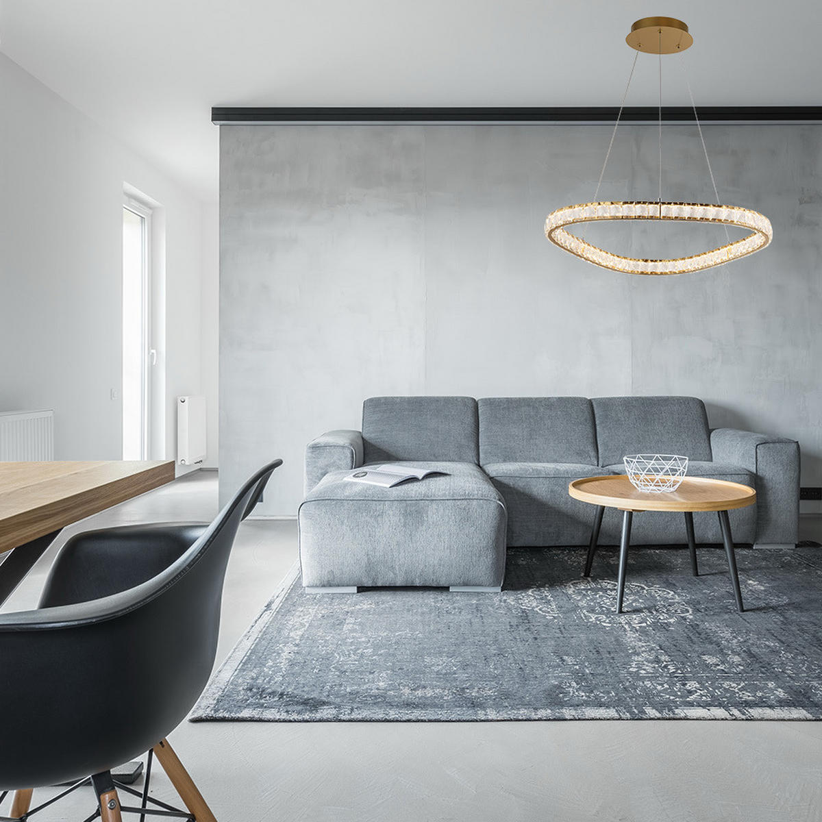 LED FÜGGŐLÁMPA  - aranyszínű/átlátszó, Basics, üveg/fém (120/60/60cm)