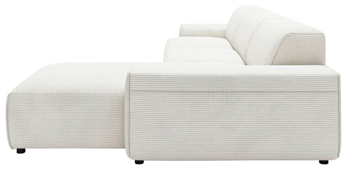 ECKSOFA Weiß Cord  - Schwarz/Weiß, Design, Kunststoff/Textil (300/189cm) - Pure Home Lifestyle