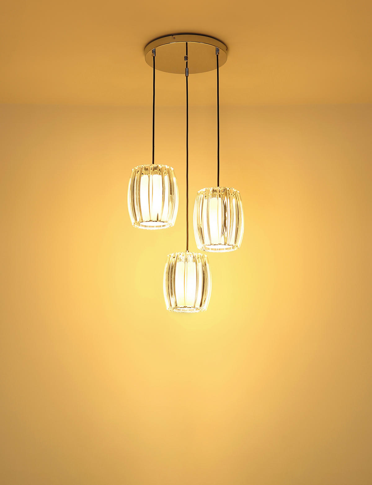 ZÁVĚSNÉ SVÍTIDLO, 40,5/120 cm  - černá/čiré, Design, kov/textil (40,5/120cm) - Globo
