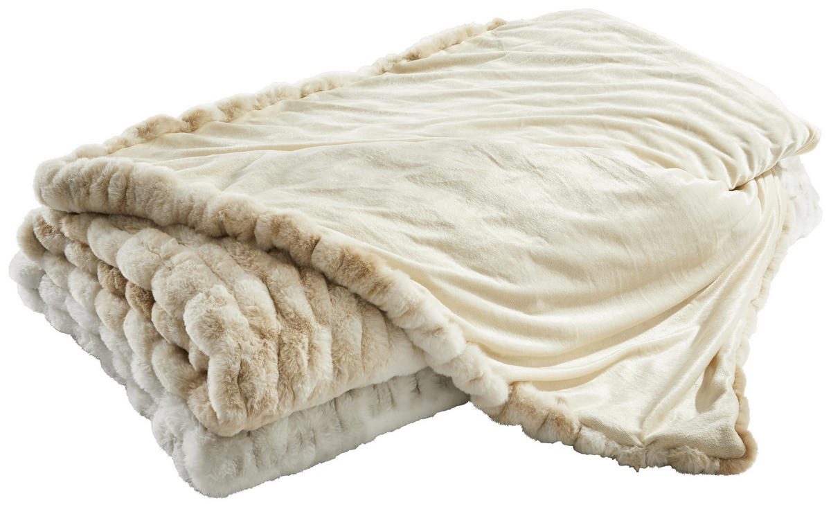 ĆEBE OD VEŠTAČKOG KRZNA 150/200 cm prirodna boja, bež  - prirodna boja/bež, Osnovno, tekstil (150/200cm) - Novel