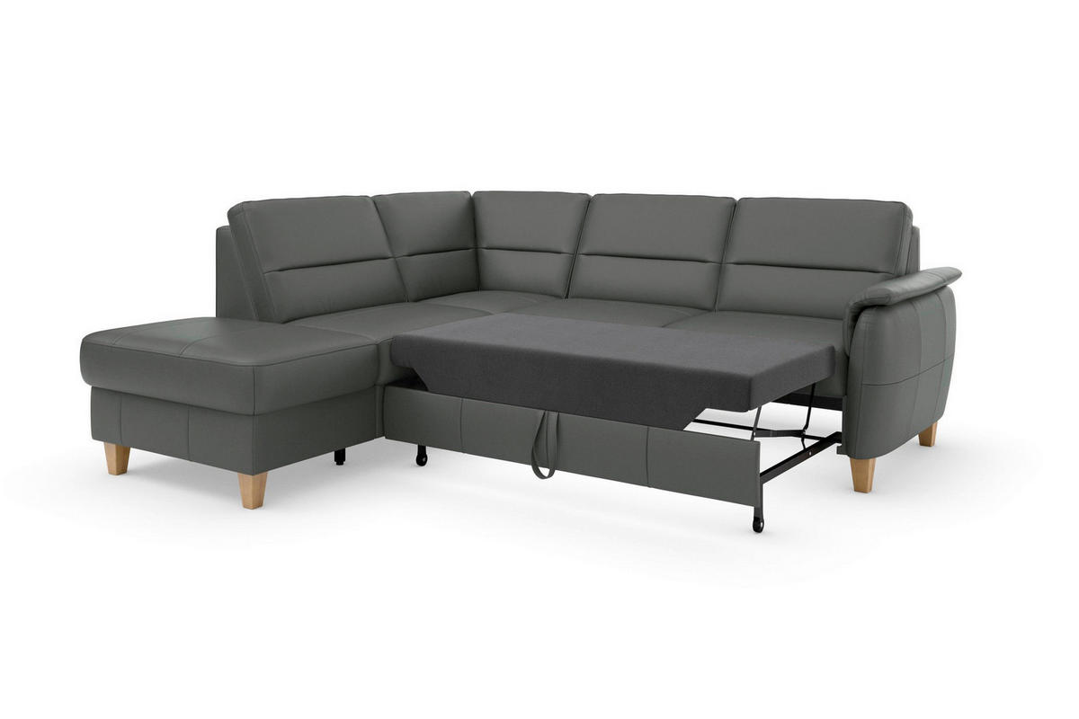 ROHOVÁ SEDAČKA, textil, kůže, antracitová - barvy dubu/antracitová, Basics, dřevo/textil (212/236cm) - Sit & More