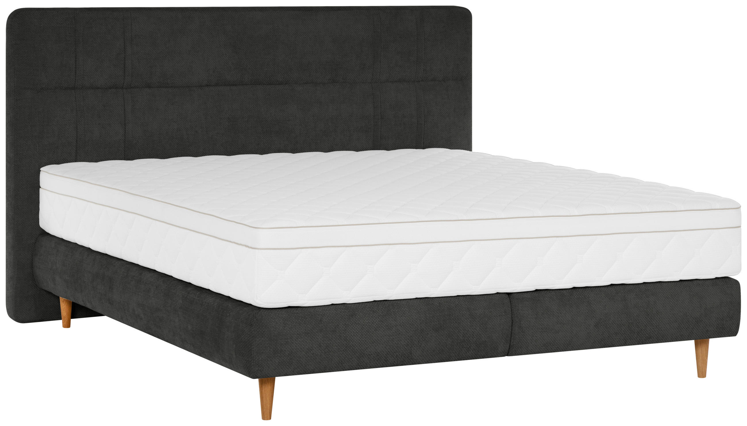 BOXSPRINGBETT 180/200 cm  in Graphitfarben  - Eichefarben/Graphitfarben, MODERN, Holz/Textil (180/200cm) - Welnova