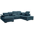 WOHNLANDSCHAFT  in Chenille Dunkelblau  - Dunkelblau/Grau, KONVENTIONELL, Kunststoff/Textil (240/340/188cm) - Carryhome