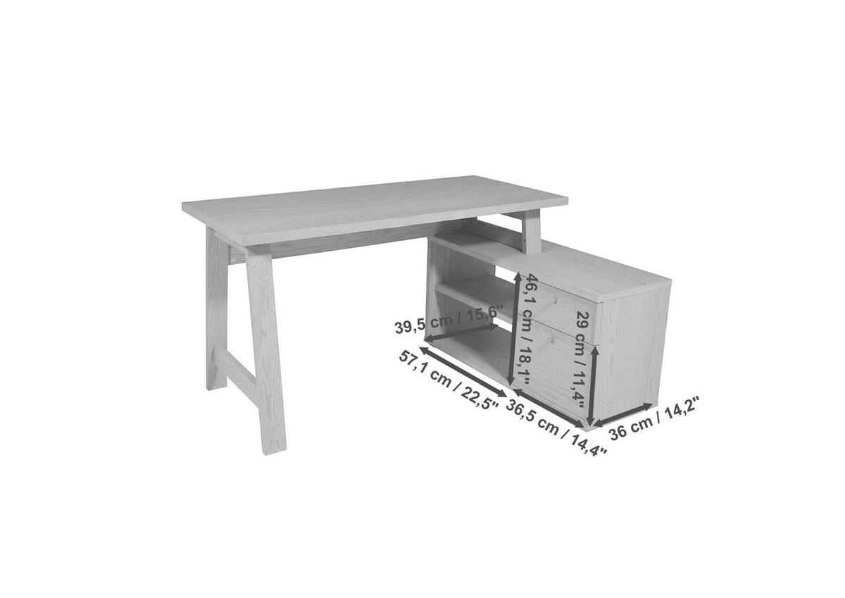 ECKSCHREIBTISCH  Eichefarben Kabeldurchlass, Stauraum, seitenverkehrt montierbar  - Eichefarben/Silberfarben, KONVENTIONELL, Holzwerkstoff/Metall (150/75/105cm) - MID.YOU
