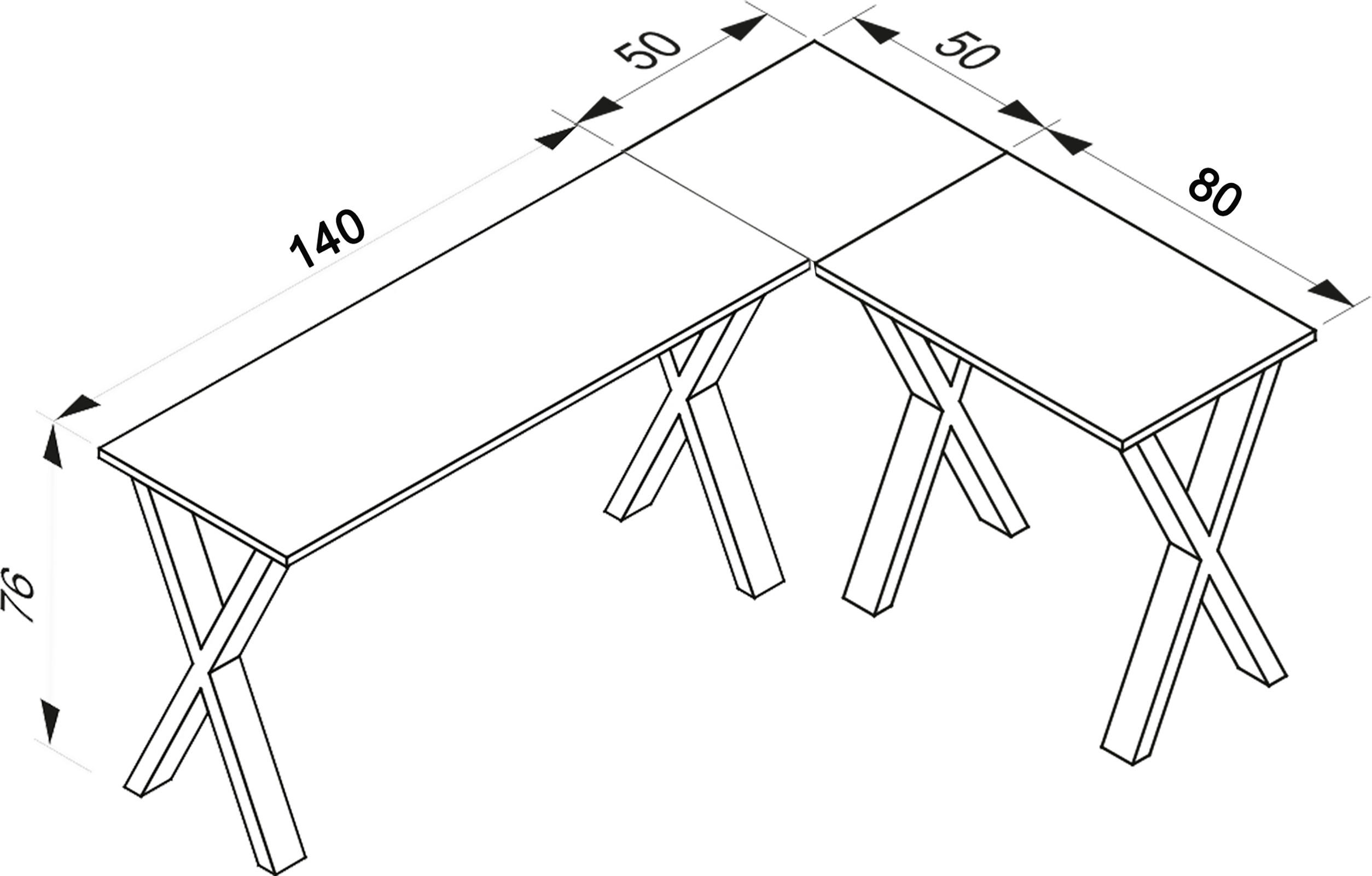 ECKSCHREIBTISCH 190/130/76 cm  in Anthrazit, Silberfarben  - Anthrazit/Silberfarben, Design, Holzwerkstoff/Metall (190/130/76cm) - MID.YOU