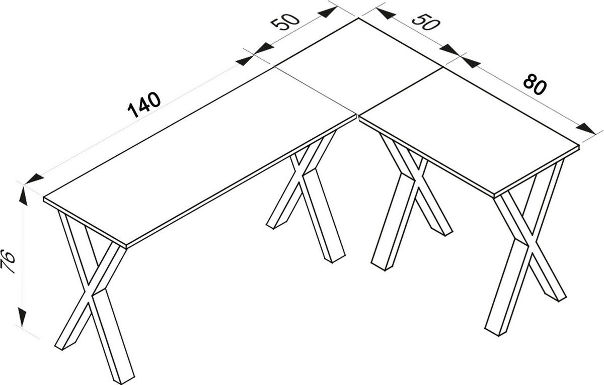 ECKSCHREIBTISCH 190/130/76 cm  in Silberfarben, Honigeiche  - Honigeiche/Silberfarben, Modern, Holzwerkstoff/Metall (190/130/76cm) - MID.YOU