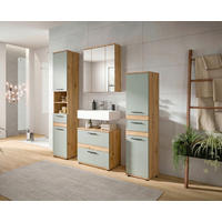 BADEZIMMER 4-teilig  in 160 cm  - Salbeigrün/Schwarz, Trend, Glas/Holzwerkstoff (160cm) - MID.YOU