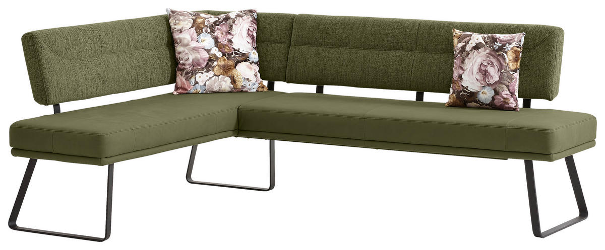 ECKBANK Metall, Textil Grün  - Schwarz/Grün, Design, Textil/Metall (169/225cm) - Dieter Knoll