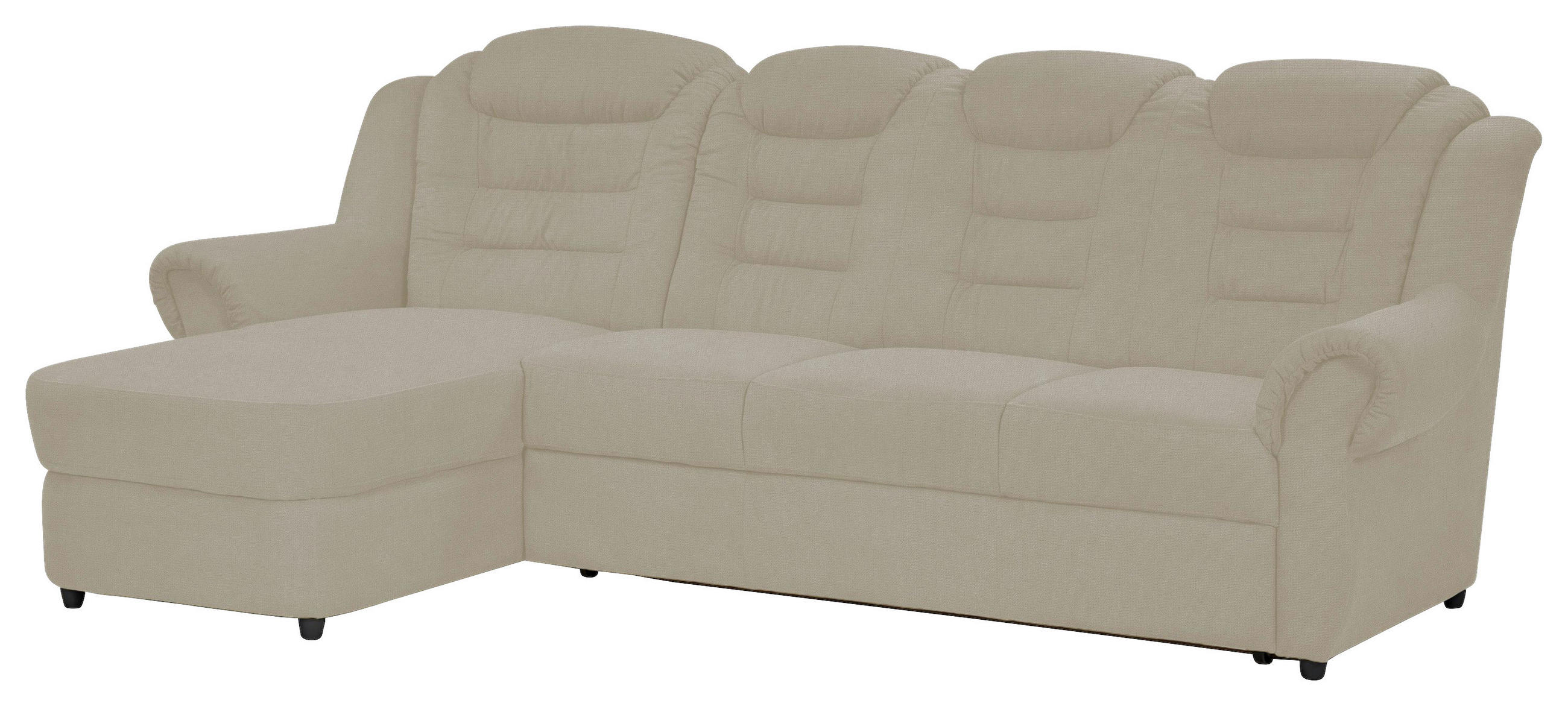 ECKSOFA Creme Chenille Rücken echt  - Creme/Schwarz, KONVENTIONELL, Kunststoff/Textil (165/262cm) - Livetastic