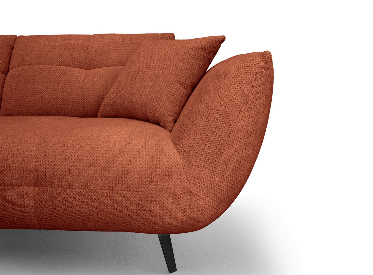 ECKSOFA Rostfarben Chenille Armlehnenkissen, Rücken echt, Sitztiefenverstellung  - Rostfarben/Schwarz, KONVENTIONELL, Textil/Metall (215/313cm) - Hom`in