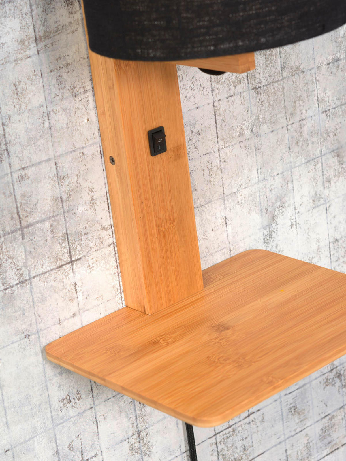 WANDLEUCHTE GOOD&MOJO  19/24/36 cm  - Schwarz/Naturfarben, Trend, Holz/Textil (19/24/36cm) - Good & Mojo