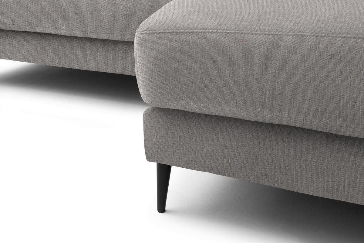 ECKSOFA in Flachgewebe Sandfarben  - Sandfarben/Schwarz, Design, Textil/Metall (253/177cm) - Dieter Knoll