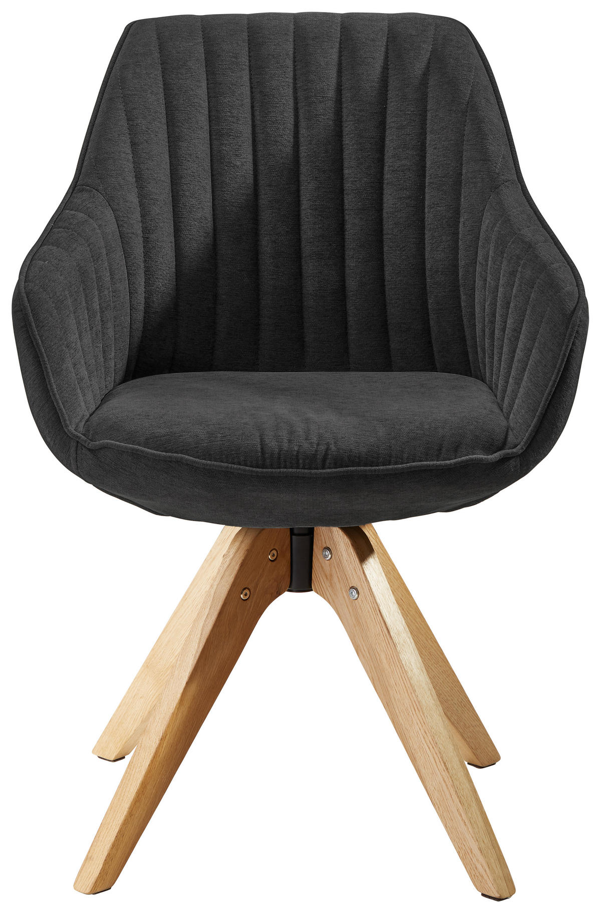ARMLEHNSTUHL  in Velours  - Anthrazit/Naturfarben, LIFESTYLE, Holz/Textil (60/83/65cm) - home24