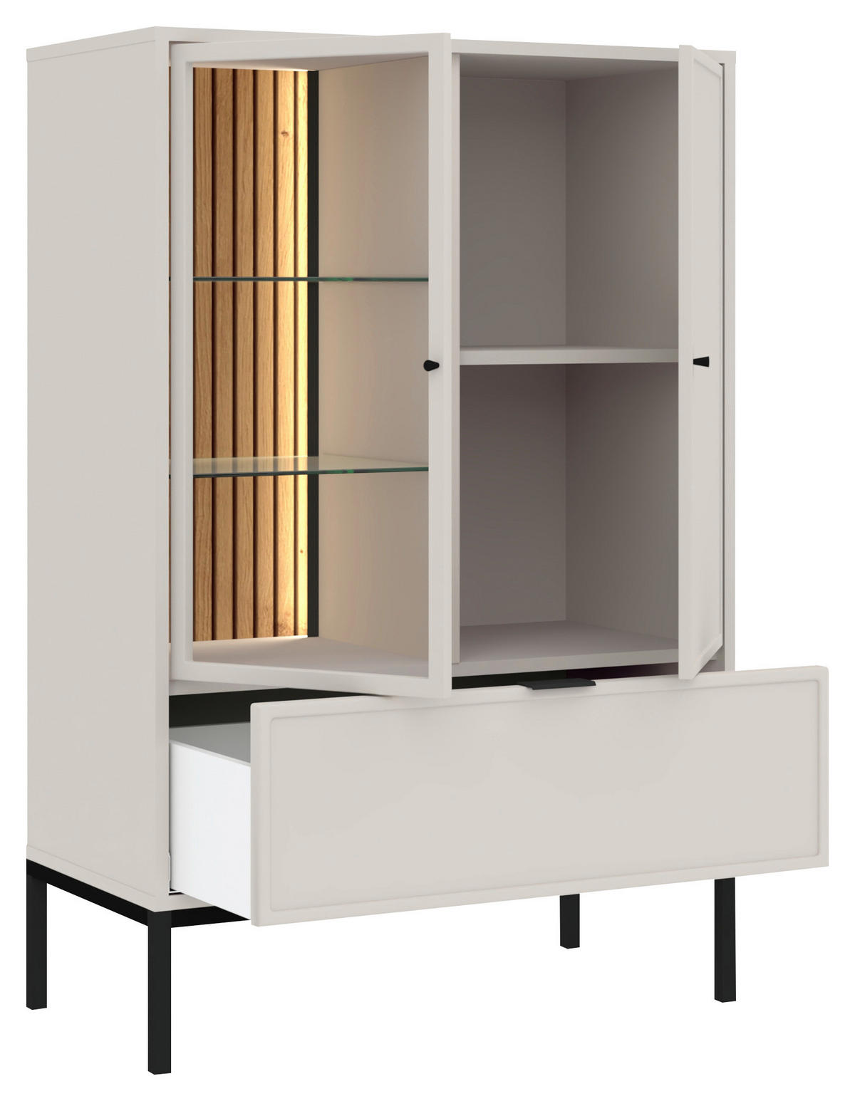 VITRINE  in Schwarz, Kaschmir  - Kaschmir/Schwarz, Design, Glas/Holzwerkstoff (76/115,5/40cm) - MID.YOU
