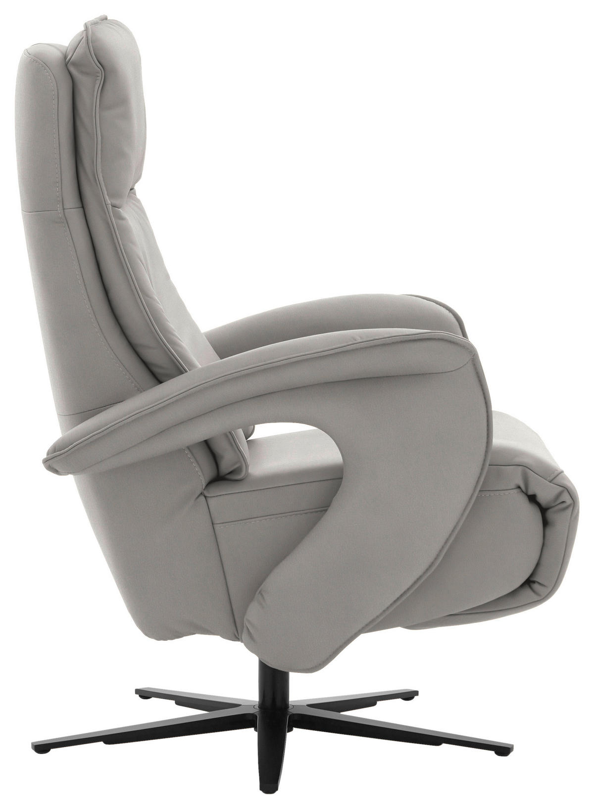 RELAXSESSEL in Leder Hellgrau  - Hellgrau/Schwarz, Design, Leder/Metall (77/110/87cm) - Valdera