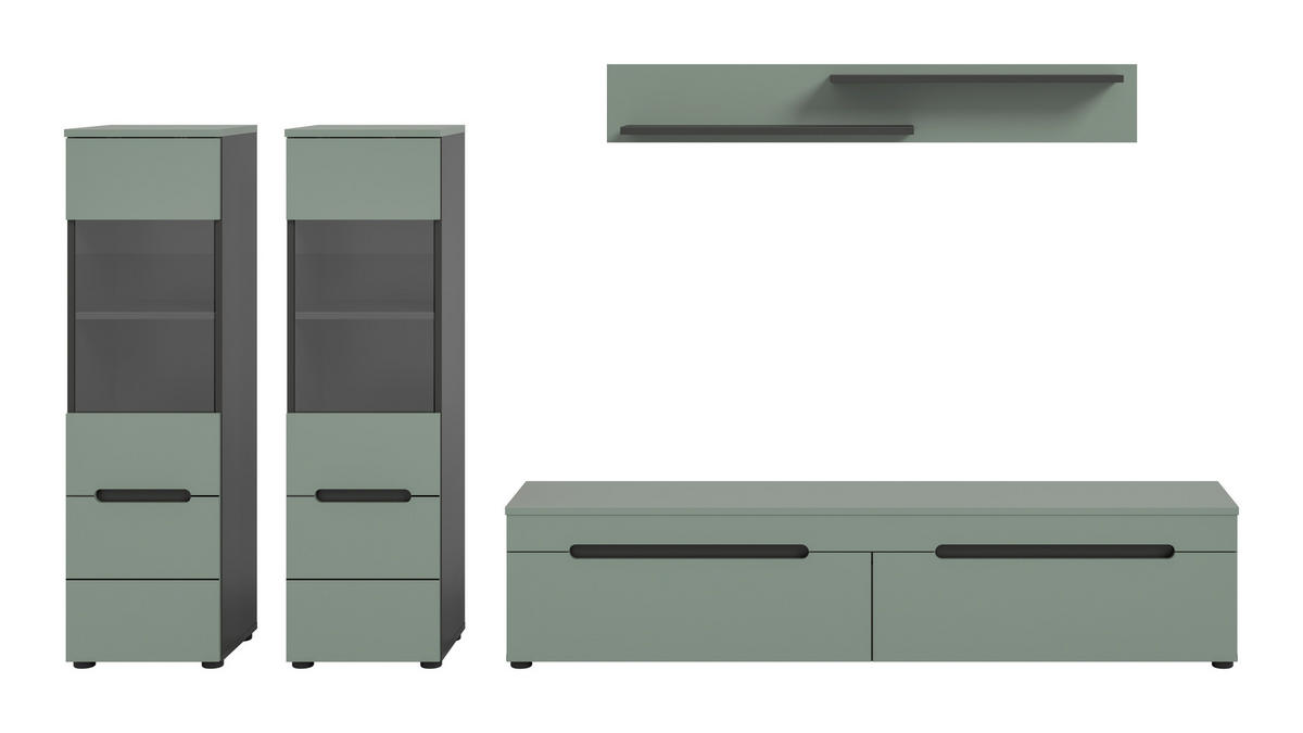 OBÝVACÍ STĚNA  - černá, Design, kompozitní dřevo/plast (272/141/33cm) - Livetastic