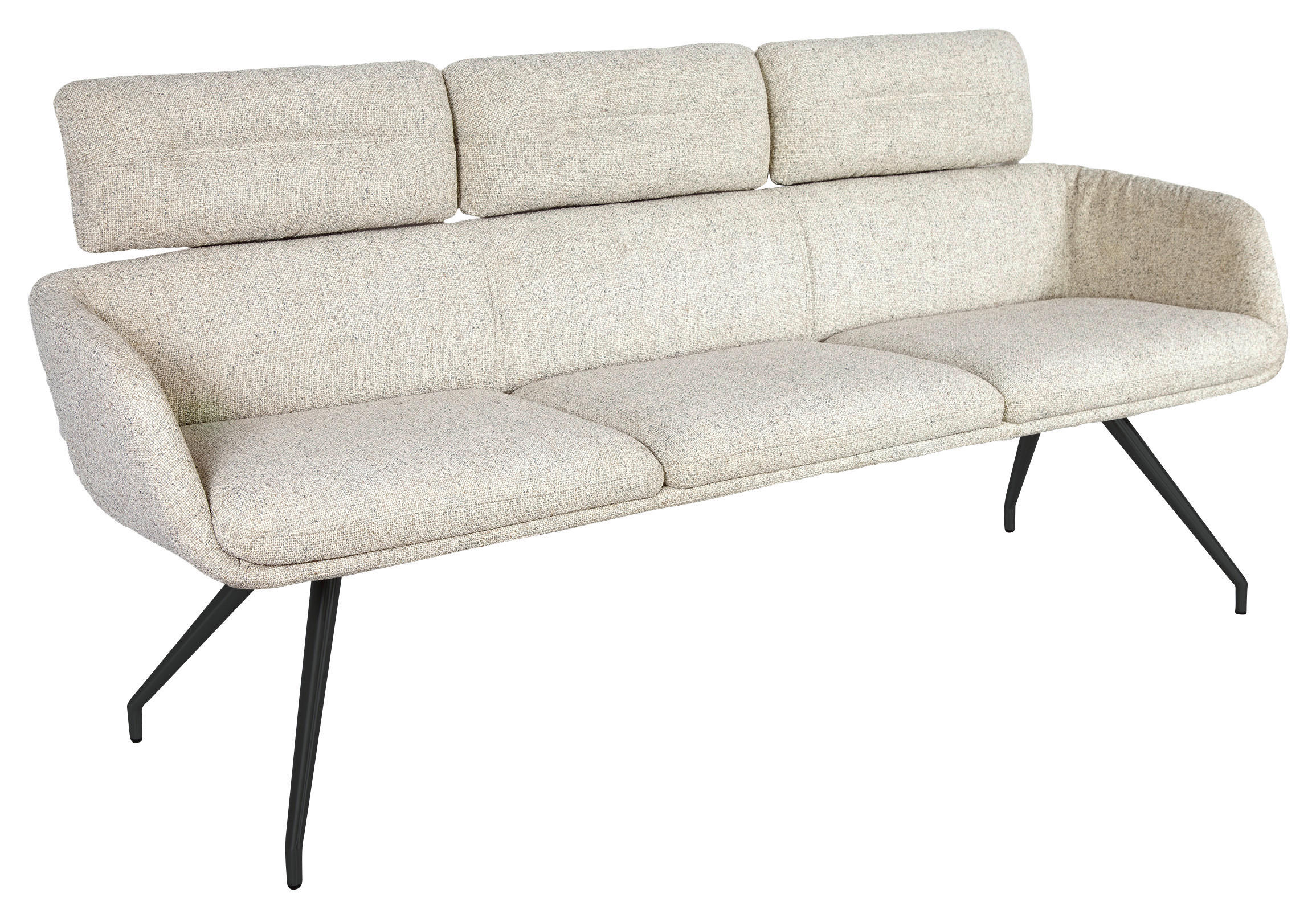 SITZBANK 200/92,5/67 cm Webstoff Schwarz, Beige  - Beige/Schwarz, Design, Textil/Metall (200/92,5/67cm) - Dieter Knoll
