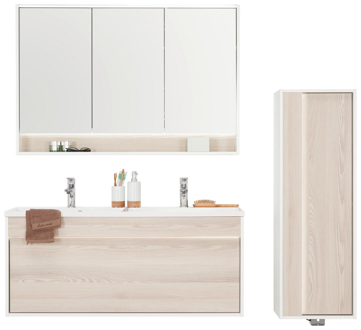 BADEZIMMER  in 120 cm  - Eschefarben/Weiß, KONVENTIONELL, Glas/Holzwerkstoff (120cm) - Voleo