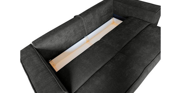 BIGSOFA in Flachgewebe Schwarz  - Chromfarben/Schwarz, KONVENTIONELL, Textil/Metall (256/68/122cm) - Carryhome