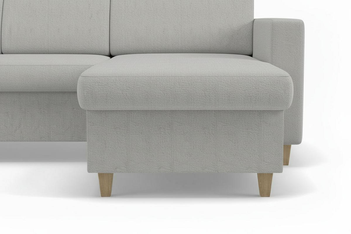 WOHNLANDSCHAFT NIKAS in Bouclé Grau  - Buchefarben/Grau, Design, Holz/Holzwerkstoff (310/198/145cm) - MID.YOU
