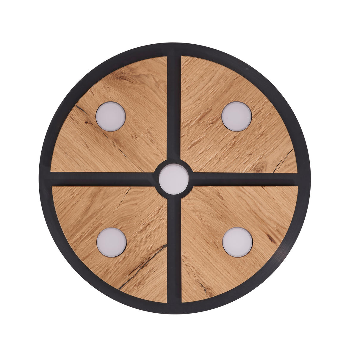 LED-DECKENLEUCHTE Rota 60/6,5 cm  - Eichefarben/Schwarz, Design, Holz/Metall (60/6,5cm) - Grossmann