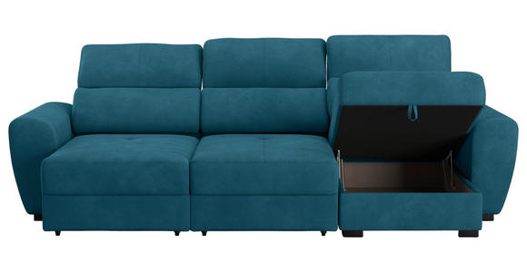 ECKSOFA in Mikrofaser Blau  - Blau/Schwarz, KONVENTIONELL, Kunststoff/Textil (285/177cm) - Carryhome