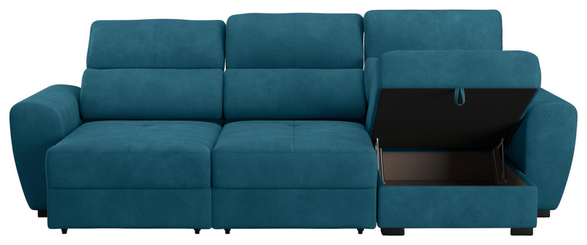 ECKSOFA in Mikrofaser Blau  - Blau/Schwarz, Konventionell, Kunststoff/Textil (285/177cm) - MID.YOU