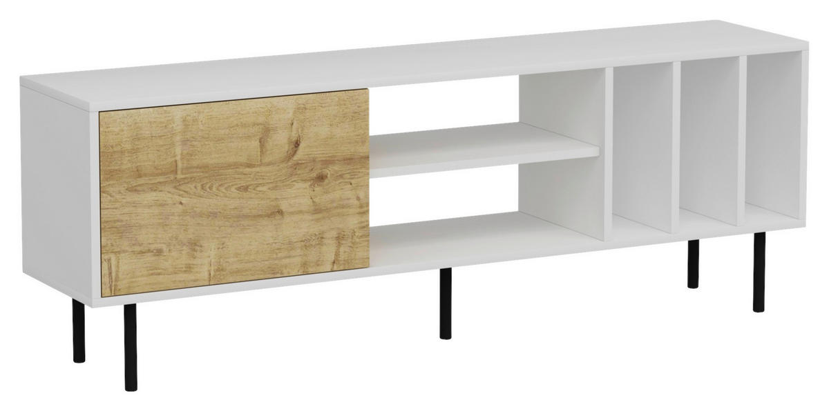 TV-BÄNK 160/57/35 cm  - vit/svart, Design, metall/trämaterial (160/57/35cm) - Livetastic