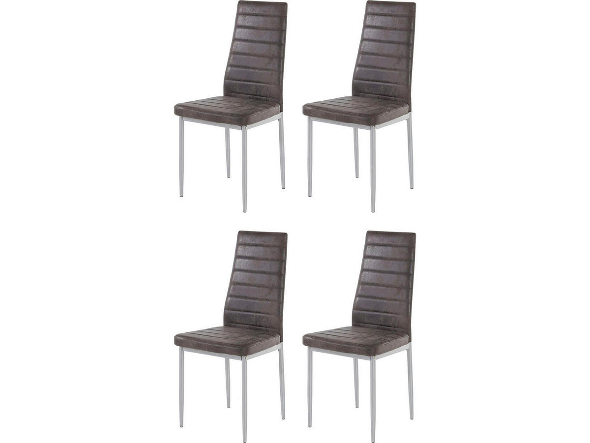 STUHL-SET Mikrofaser Dunkelgrau  - Dunkelgrau/Grau, Design, Textil/Metall (42/98/53cm) - MID.YOU