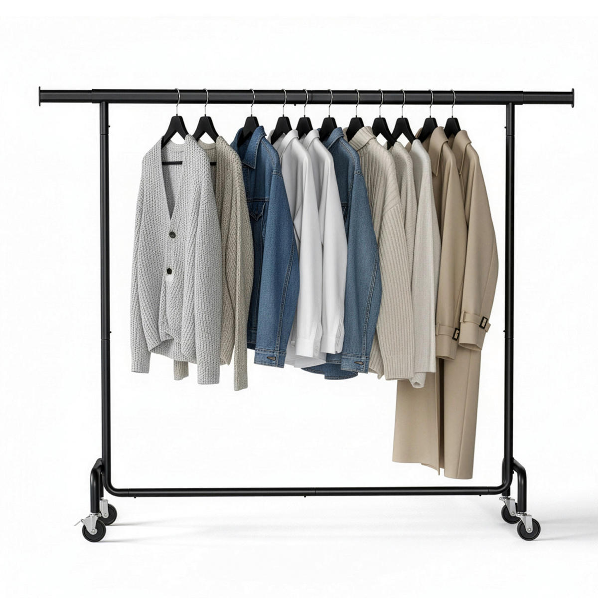 KLEIDERWAGEN in Schwarz 160-200/162,9/45 cm   - Schwarz, Trend, Kunststoff/Metall (160-200/162,9/45cm) - Boxxx