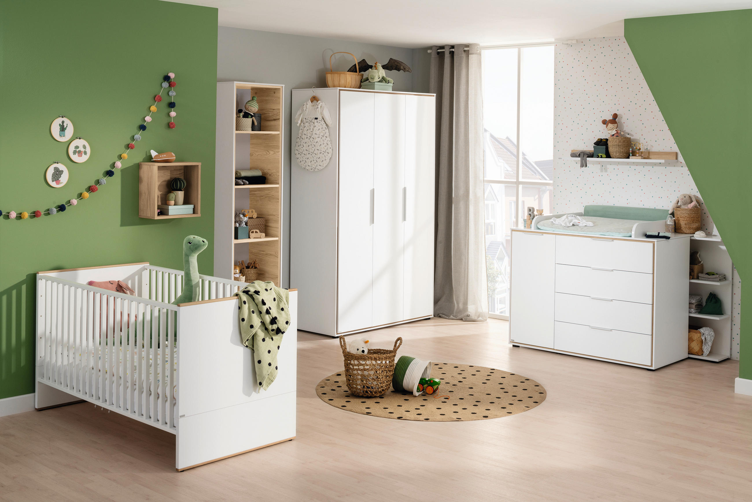 BABYKLEIDERSCHRANK Lieven Eichefarben, Weiß - Eichefarben/Weiß, Basics, Holzwerkstoff (125,9/203,6/54,8cm) - Paidi