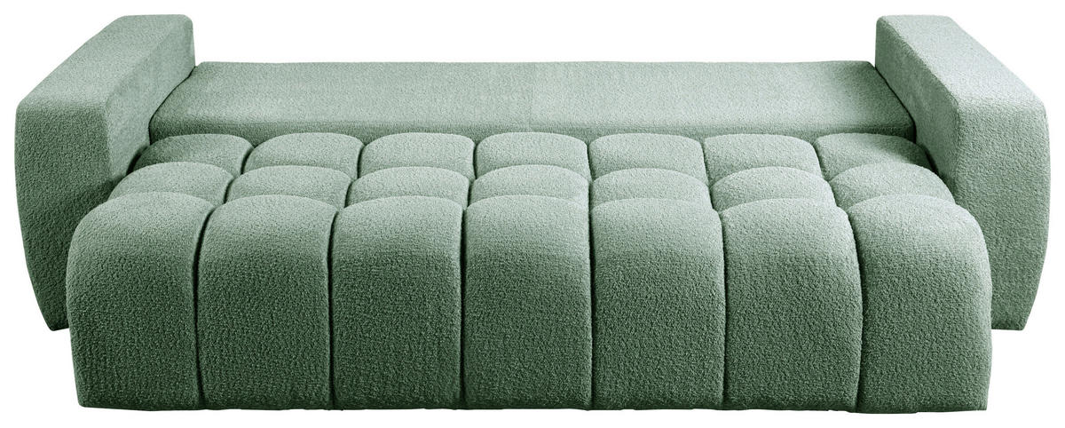 SCHLAFSOFA  mit Liegefunktion, Schlafen auf Sitzhöhe Struktur, Bouclé Mintgrün  - Schwarz/Mintgrün, Basics, Kunststoff/Textil (250/86/140cm) - Livetastic