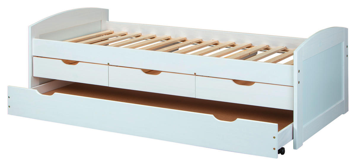 AUSZIEHBETT 90/190 cm  in Weiß  - Braun/Naturfarben, MODERN, Holz/Holzwerkstoff (90/190cm) - MID.YOU