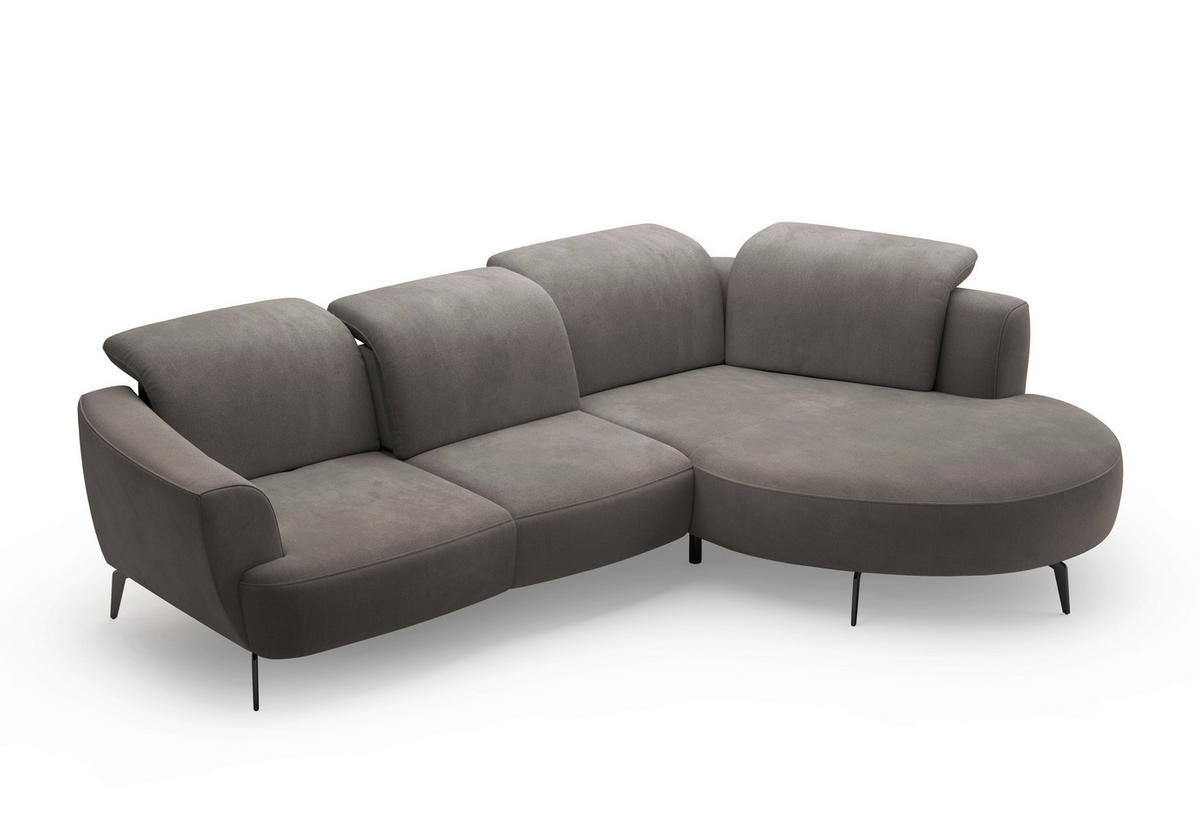 ECKSOFA in Flachgewebe Graphitfarben  - Schwarz/Graphitfarben, Konventionell, Textil/Metall (309/199cm) - Sit & More