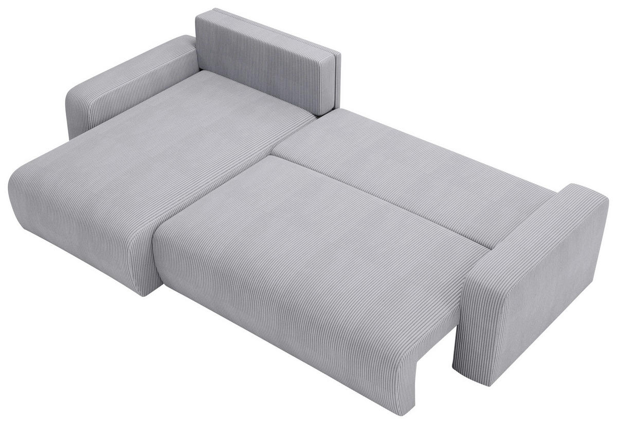 CANAPÉ D'ANGLE in Cord Grau  - Schwarz/Grau, Modern, Kunststoff/Textil (150/245cm) - Carryhome