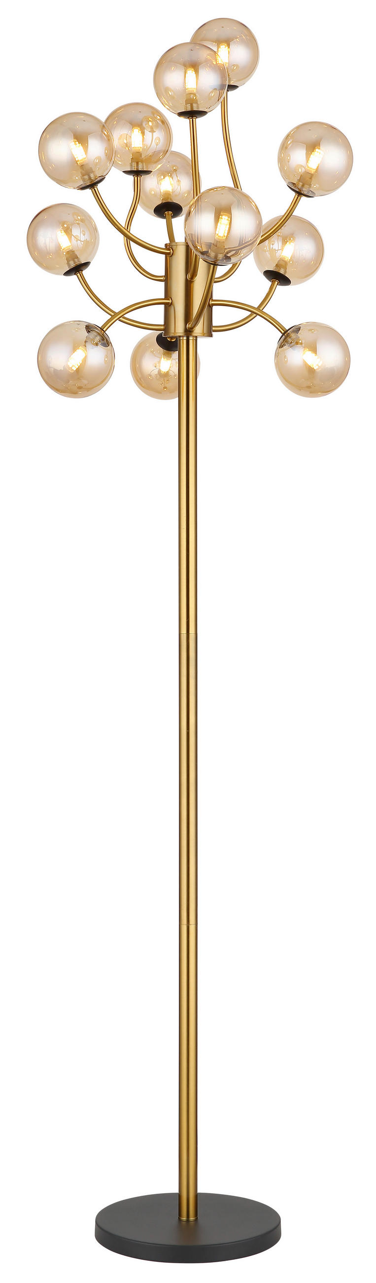 LED-STEHLEUCHTE - Messingfarben/Goldfarben, Design, Glas/Kunststoff (62/200cm) - Globo
