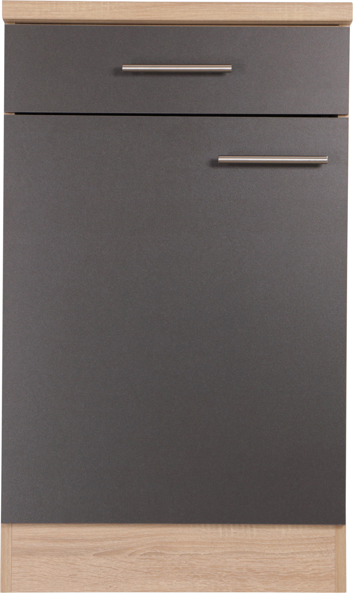 KÜCHENUNTERSCHRANK 50/84,8/60 cm  in Grau, Eichefarben  - Eichefarben/Silberfarben, Basics, Holzwerkstoff/Metall (50/84,8/60cm) - Respekta