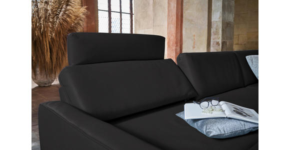 ECKSOFA in Echtleder Schwarz  - Anthrazit/Schwarz, KONVENTIONELL, Leder/Metall (182/324cm) - Ambiente