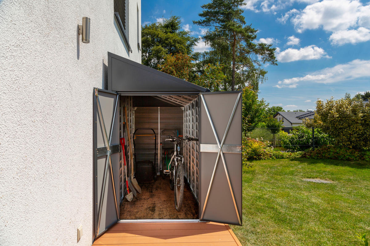 GERÄTEHAUS 203/208/124 cm  - Grau, Basics, Metall (203/208/124cm) - Ambia Garden
