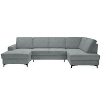 WOHNLANDSCHAFT Webstoff Grau, Grün  - Schwarz/Grau, Konventionell, Textil/Metall (167/317/185cm) - Stylife