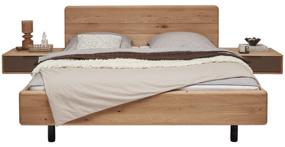 BETTANLAGE - Wildeiche/Bronzefarben, Natur, Glas/Holz (180/200cm) - Valnatura