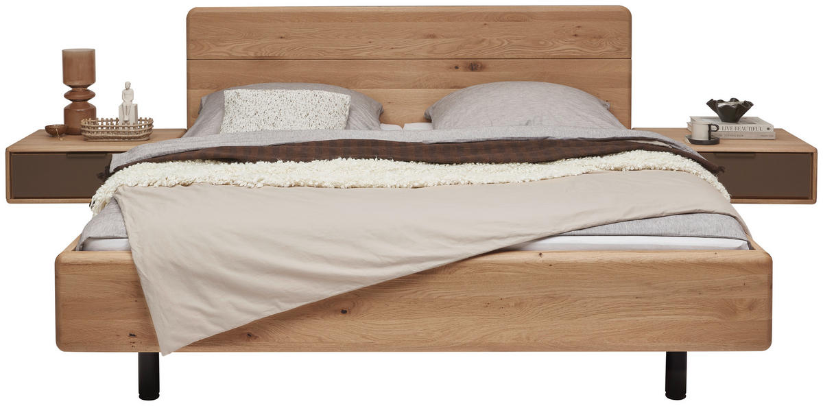 BETTANLAGE - Wildeiche/Bronzefarben, Natur, Glas/Holz (180/200cm) - Valnatura