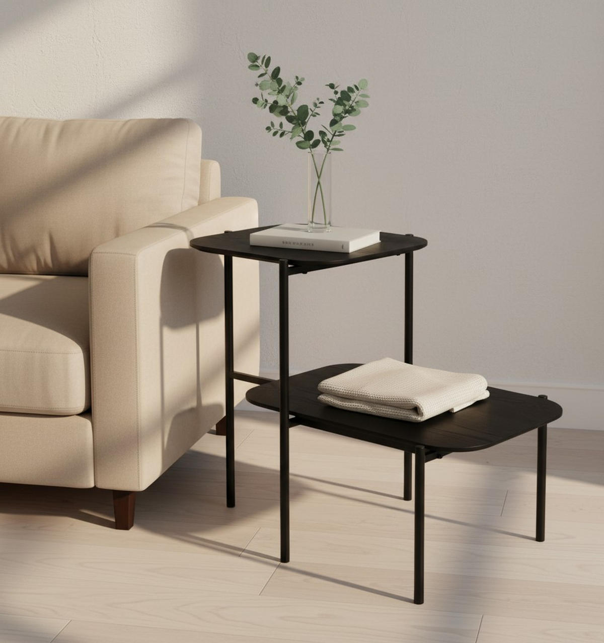 KONFERENČNÝ STOLÍK, čierna, drevo, kov, kompozitné drevo, 62,4/38,2/52 cm - čierna, Trend, kov/drevo (62,4/38,2/52cm) - Lomoco