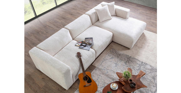 ECKSOFA in Chenille Creme  - Creme/Schwarz, MODERN, Kunststoff/Textil (323/178cm) - Carryhome